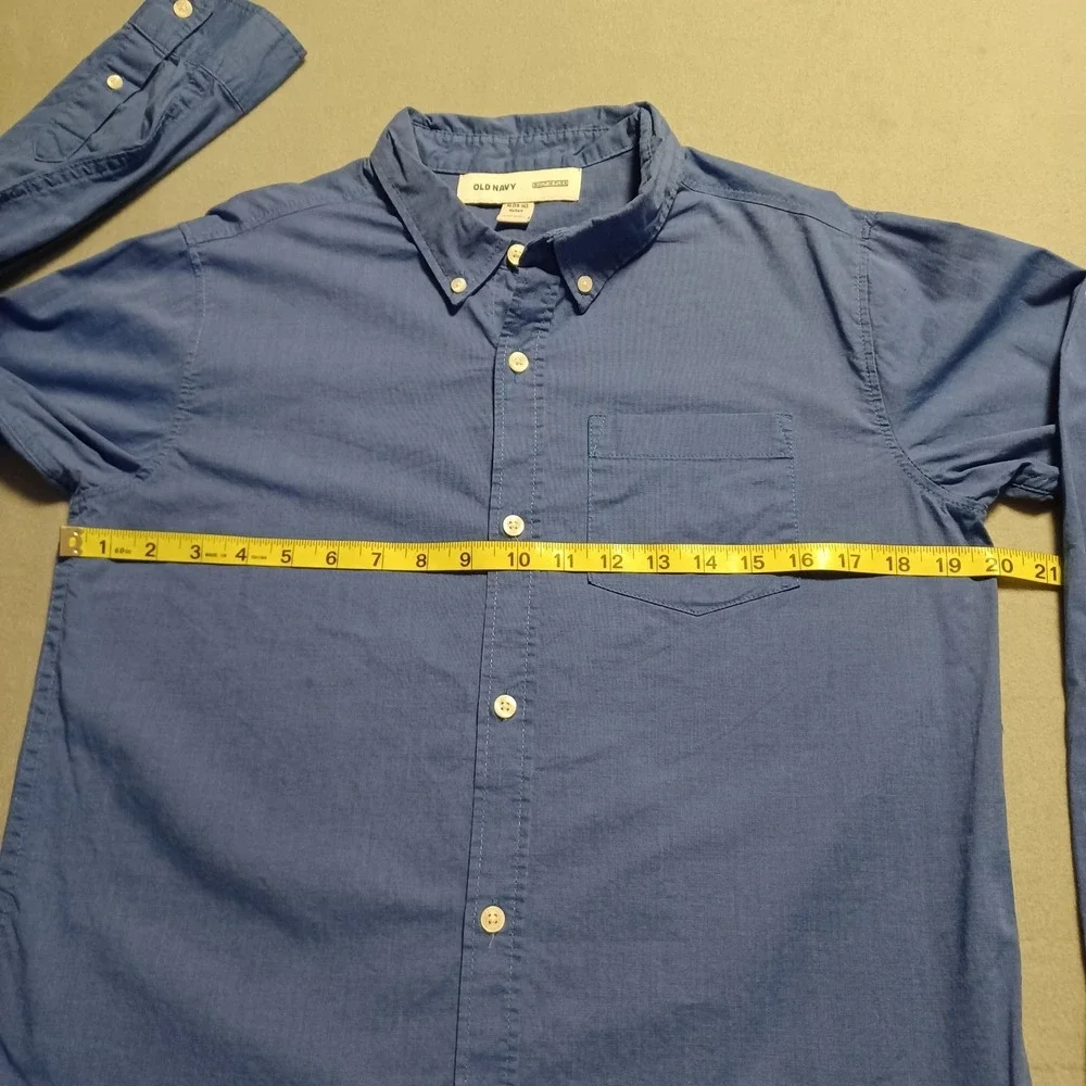Old Navy Boys‎ Blue Built-In Flex Long Sleeve Button Down Shirt XL 14-16 Husky